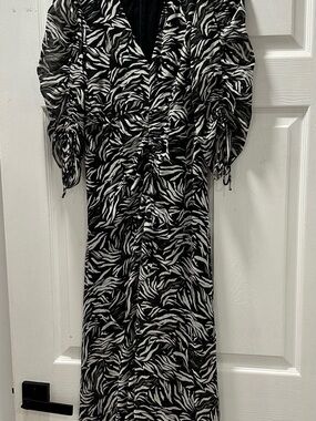 The Kooples Black & White Zebra-Print Maxi Dress